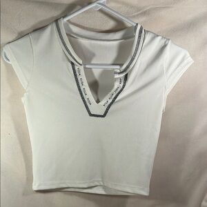 White Ribbed Women's Top